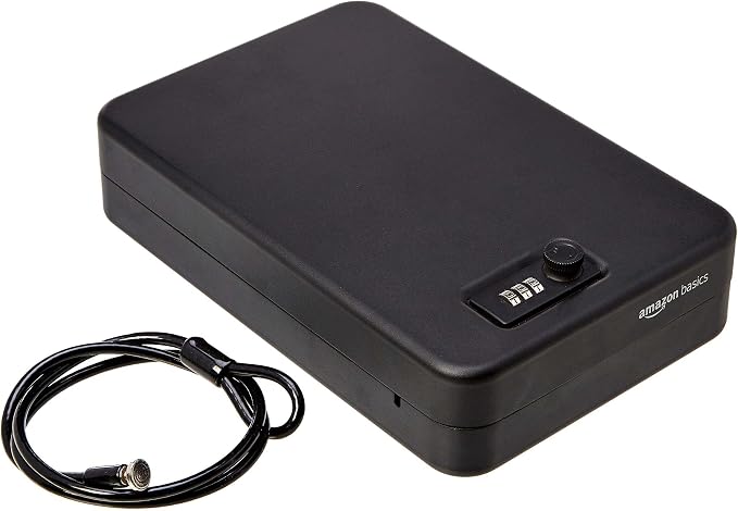 Amazon Basics Portable Security Case Lock Box Safe with Combination Lock for Documents, Valuables and Personal Items, XXL, Black by AmazonBasics