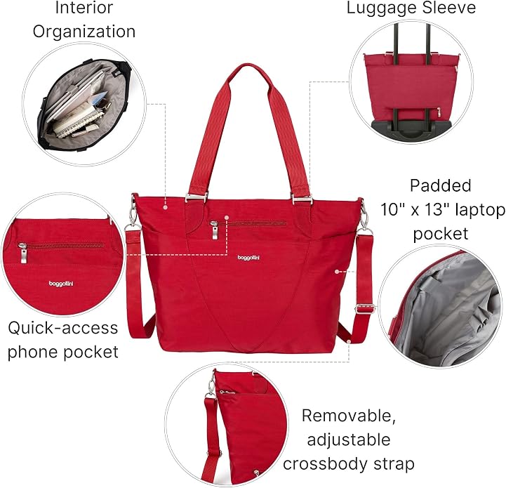 Baggallini Avenue Tote - 12x18 Laptop Tote Bag for Women - Lightweight Work Travel Carry On Bag - Image 4