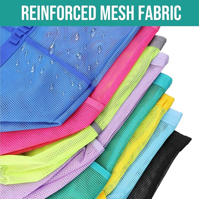 Large Mesh Beach Tote Bag, 9-Pocket Foldable Summer Vacation Beach Bag for Travel, Pool, Gym, Cruise - Image 6