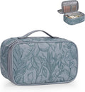 Relavel Cute Makeup Bag for Girls, Portable PU Leather Cosmetic Bag | Dual-layer Makeup Pouch with Brush Holder, Multi-Functional Preppy Toiletry Organizer for Travel, Daily Use - Flora Butterfly by Relavel