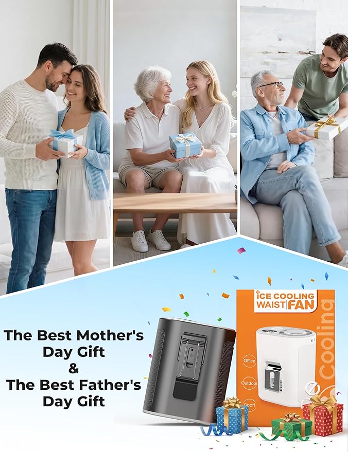 Portable Waist Fan with Ice Cooling, Instant Chill to 50℉, Mother Father Day Gifts for Mom Dad, Belt Clip Fan for Blue Collar Travel Camping Essentials, 12000RPM Cool Gadgets for Men Women 2026 - Image 7