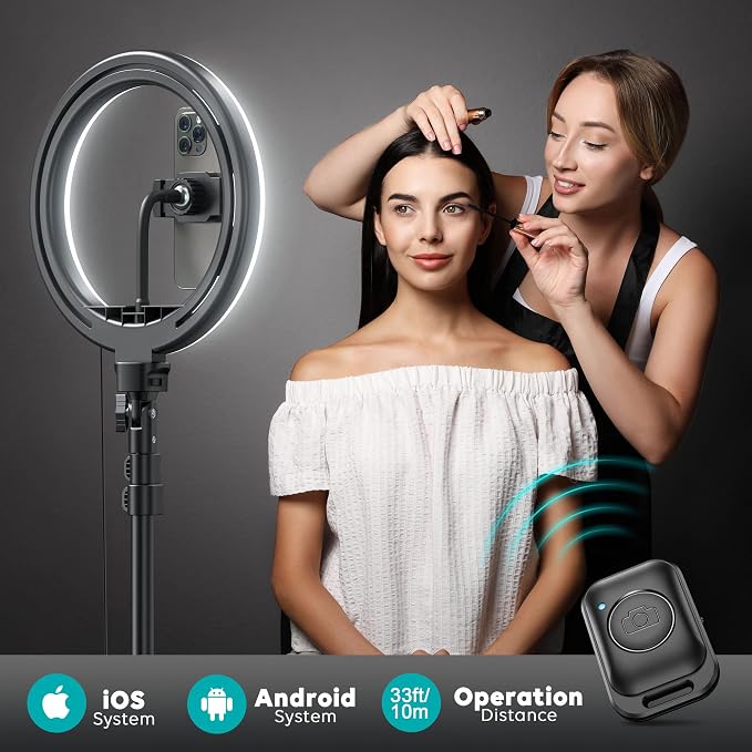 12'' Ring Light with Stand 72'' Tall & 2 Phone Holders,38 Color Modes Selfie Light with Tripod Stand, Big LED Ring Light for iPhone/Android/Camera,YouTube,Makeup - Image 7