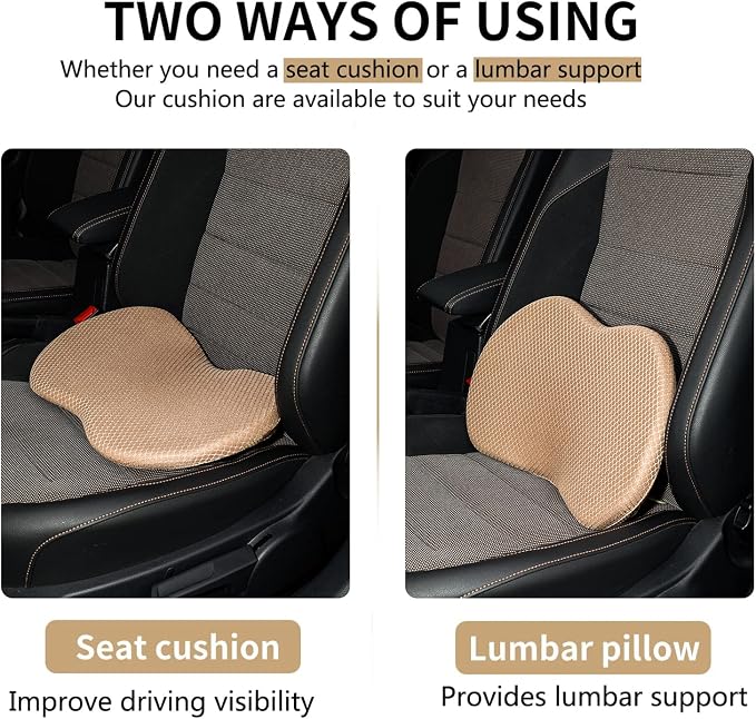 Livtribe Car Seat Cushion, Comfortable Wedge Seat Cushion for Driving | Memory Foam Seat Pad, Breathable Mesh Cover, Non-Slip Bottom, Pressure Relief, Improved Forward View, Road Trip Essentials - Image 2
