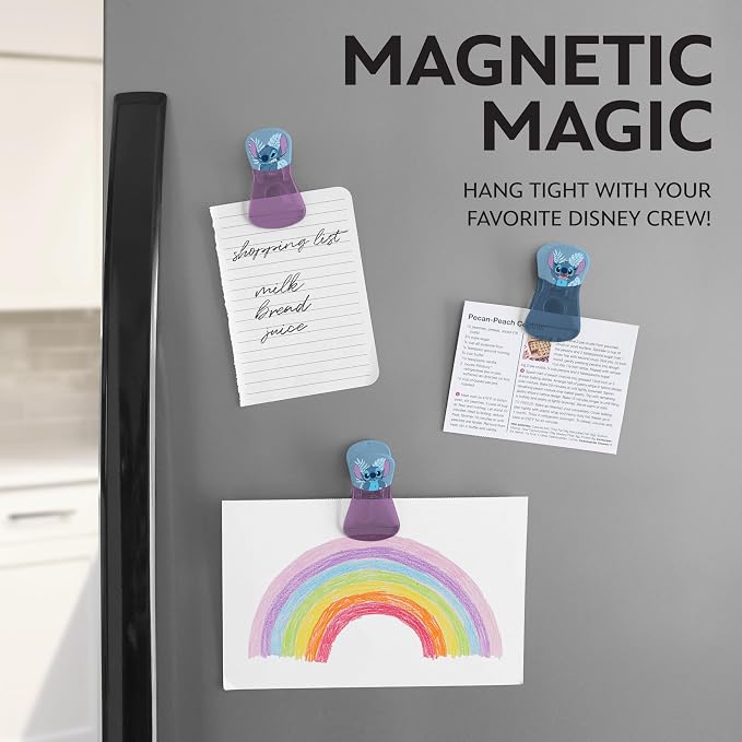 Disney Stitch Magnetic Chip Clips, Set of 6 | Airtight food storage bag clips for snack, cereal, and coffee bags, great for pantry and fridge, magnet displays kids artwork - Image 3