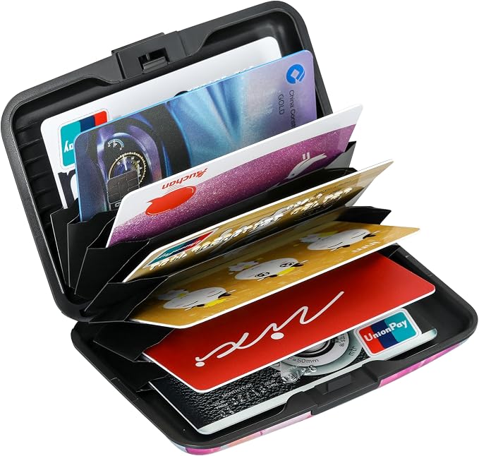 RFID Aluminum Wallet Credit Card Protector Case Holder for Men Women | Mini RFID Aluminum Wallet Credit Cards Holder Business Card Case Metal ID Case for Men Women(Watercolor Sakura) - Image 5