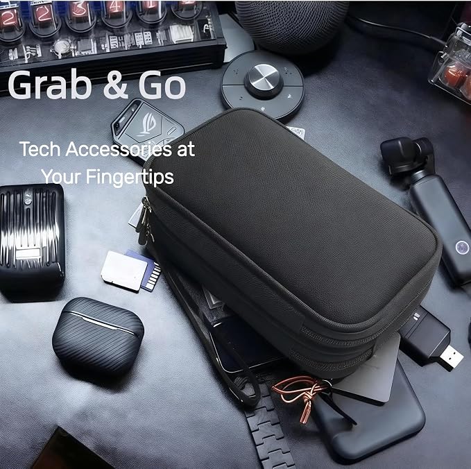 Portable Waterproof Double Layers All-in-One Storage Bag, Travel Cord Organizer，Electronics Accessories Organizer Pouch Bag for Accessories,Charger, USB Cable, Gadget (black) - Image 3