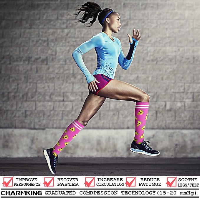 CHARMKING Compression Socks for Women & Men Circulation (8 Pairs) 15-20 mmHg Best Calf Socks Support for Athletic Cycling - Image 2