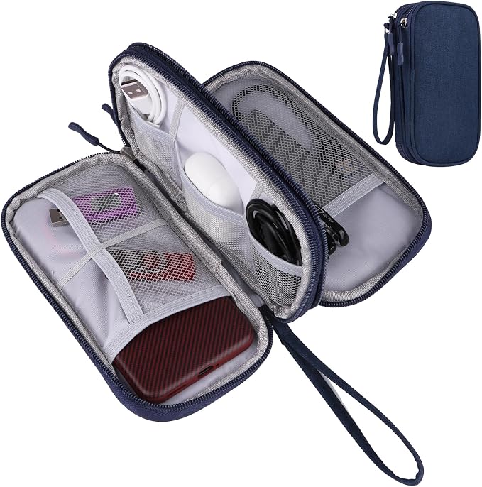 Travel Cable Organizer Electronics Accessories Bag for Charger, Phone, memory card,Travel Gadget Bag-Blue by JIAKAI