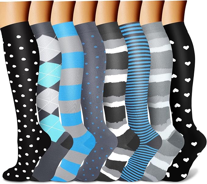 QUXIANG Compression Socks for Women & Men 15-20 mmHg, Best for Medical, Nursing, Running, Athletic, Varicose Veins, Travel by QUXIANG