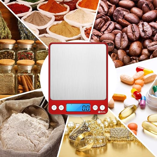 Digital Kitchen Scale, 3000g Pocket Cooking Scale with 0.1g Accuracy, Mini Food Scale, Pro Electronic Jewelry Scale with Back-Lit LCD Display, Tare & PCS Functions (Red, Batteries Included) - Image 6