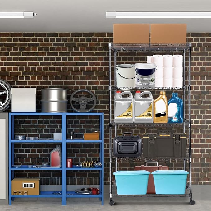 Whitmor 5-Tier Heavy Duty Shelving Unit, Metal Adjustable Storage Shelves, 2000 lbs Capacity for Pantry, Kitchen, Closet, Laundry, 29.6" L x 13.7" W x 59.4" H, Black - Image 2