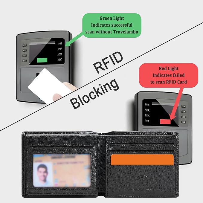 Travelambo Genuine Leather Wallet for Men with Gift Box - Handmade Bifold Stylish - Mens Wallets Rfid Blocking with 2 ID Windows - Image 3