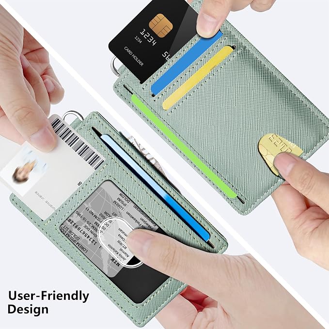 Mayski Slim Wallet, Credit Card Holder for Women, Minimalist Front Pocket RFID Blocking Card Cases, Small Wallet Women Men(Cross Green) - Image 5