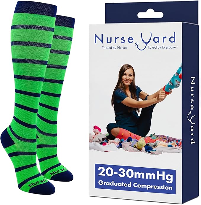 Compression Socks for Nurses - Women & Men - 20-30mmHg Graduated Compression, For Medical Staff, Athletes - 1 Pair by NurseYard