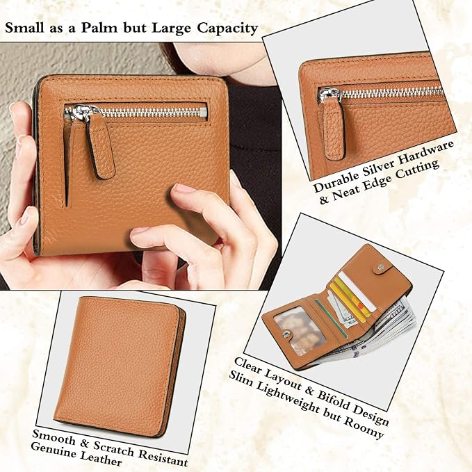 Small Leather Wallet for Women, Ladies Credit Card Holder RFID Blocking Women's Mini Bifold Pocket Purse - Image 3