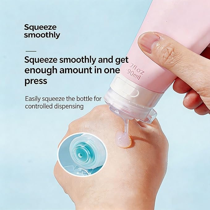 16-Piece Silicone Travel Bottle Set with Suction Cups - Leak-Proof Refillable Containers for Shampoo, Lotion, Cream (89ml+30ml) - Includes Cosmetic Jars, Funnel, Brush & Labels - Image 3