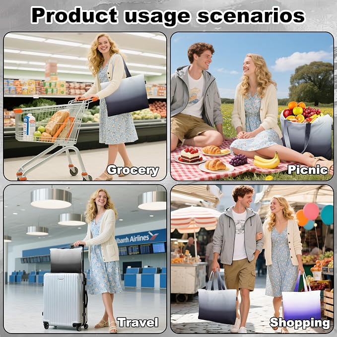HOLYLUCK Tote Bag with a Detachable Small Bag, Foldable Reusable Grocery Bags 20L Shopping Bag - Image 2