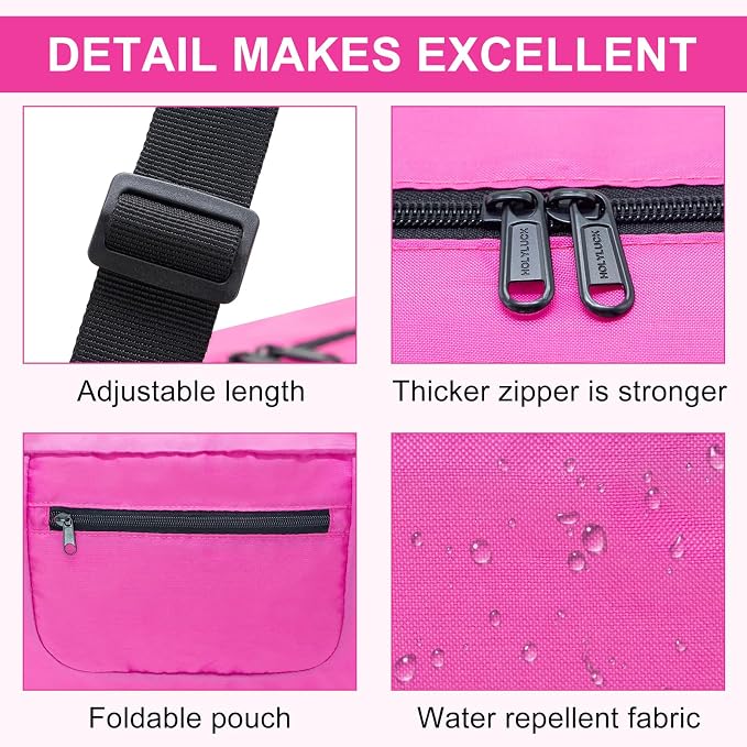 HOLYLUCK Foldable Travel Duffel Bag For Women & Men Luggage Great for Gym - Fuchsia - Image 4