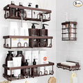Shower Caddy Adhesive, Rustproof Shower Organizer, Wall Shower Rack | Large Capacity Shower Shelves for Inside Shower, Shampoo Shower Holder, Bronze, 3 Caddies, 1 Soap Dish, 1 Toothbrush Holder by YASONIC