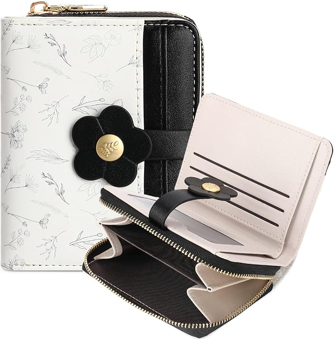 Small Wallet for Women Rfid Bifold Leather Card Holder Wallet With Zipper Pocket by FALANMULE