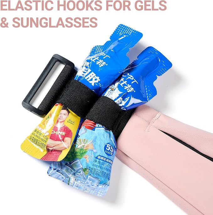Running Belt Fanny Pack Men Women, Slim No-Bounce Waterproof Phone Holder | Adjustable Elastic Strap Fits 27-43" Hips, Detachable Race Bib Clips, Energy Gel & Sunglasses Loops, 3 IPX4 Pockets - Image 6