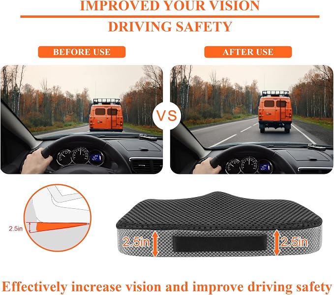 kingphenix Memory Foam Car Seat Cushion for Driving Comfort and Office Use | Coccyx and Lower Back Pressure Relief, Seat Cushion for Car, Truck, SUV, Long Drives and Office Chair, 4D Mesh Classic Black - Image 6