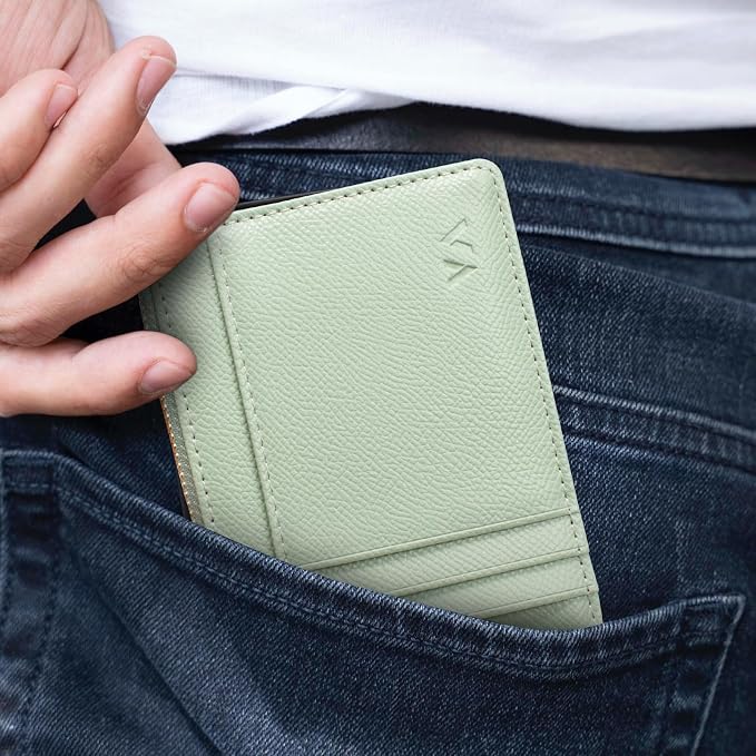 Valentoria Slim RFID Blocking Card Holder Small Pocket Wallet Keychian Zipper Coin Purse Mini Cash & Coin & Cards Case for Women Men | Slim - Image 5