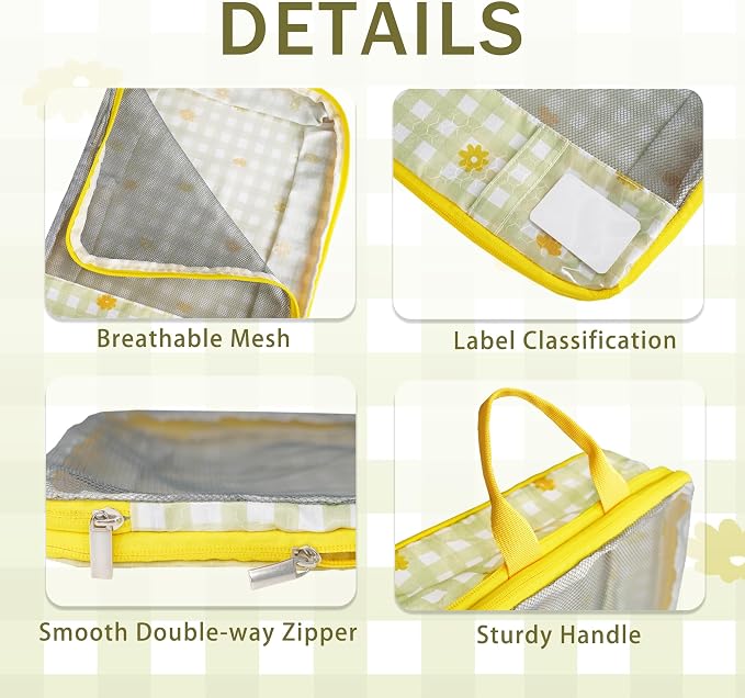 7 Pcs Compression Packing Cubes Travel for Suitcases, Luggage Organizer Washable Storage Bags Set for Backpack Travel- Packaging Cubes for Carry-Ons and Storage - Image 3