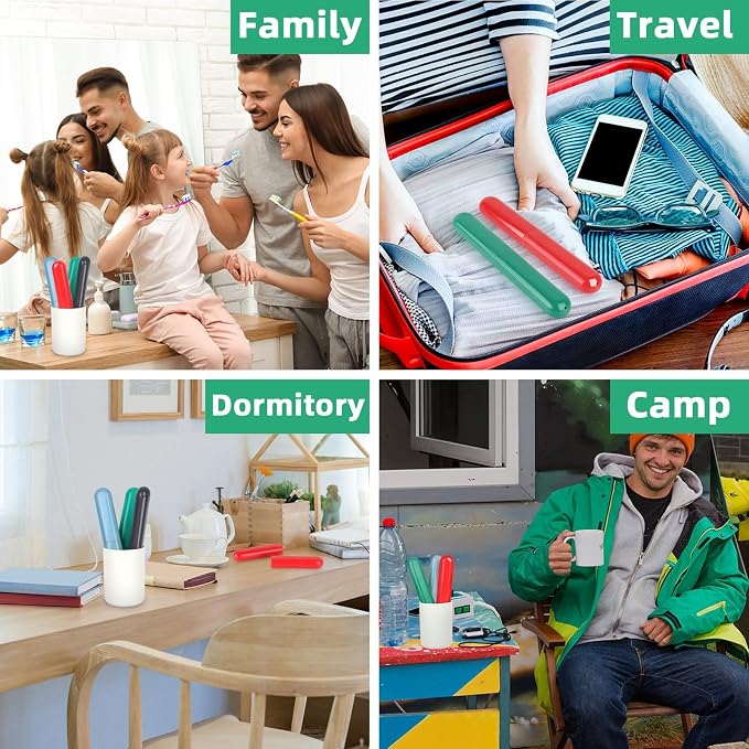 Hooqict 4 Pack Travel Toothbrush Case Portable Travel Toothbrush Holder Plastic Toothbrush Container Protector Cover for Traveling, Camping, Home, School, Business - Image 3