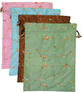 Ouyatoyu 4pcs Embroidered Silk Flower Design Jacquard Travel Bag, Laundry Bags Shoe Bags, Lingerie Bags Underwear Bags for Travel Storage for Men Women Washable Cloth Shoe Bags by Ouyatoyu