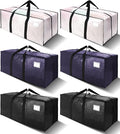 6 Pack Heavy Duty Extra Large Moving Bags W/Backpack Straps - Strong Handles & Zippers, Storage Totes For Space Saving, Fold Flat, Alternative to Box and Bin (40 gal, Semi-Transparent+Blue+Black) by VELVETSURE