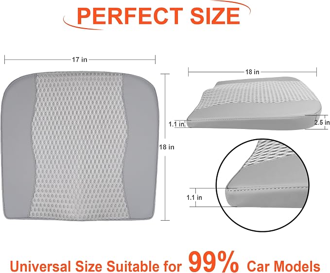 Lofty Aim Car Seat Cushion, Memory Foam Car Seat Cushions for Long Driving | Comfy Car Seat Pillow for Pain Relief, Driver Seat Cushion Adds Height, Butt Cushion for Car, Office Chair, 4D Mesh Gray - Image 7
