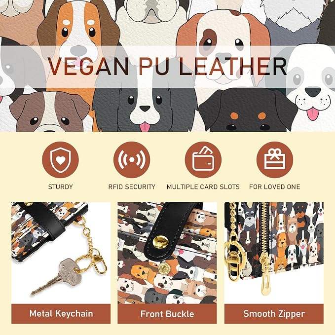 Jogjam Dogs Puppy Rfid Women Wallet, Small Slim Thin Credit Card Holder | PU Leather Bifold Cash Zipper Coin Pocket ID Window, for Female Ladies Teen Girls Girly Gifts - Image 6
