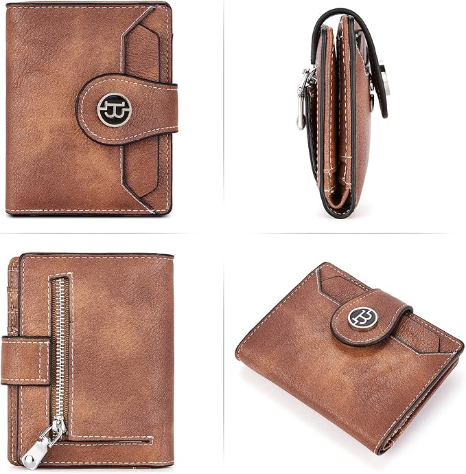 BOSTANTEN Leather Womens Wallet Small RFID Blocking Credit Card Holder | Removable ID Window, Zipper Coin Pocket, Bifold, Minimalist, Fits Small Purses, Daily Use, Ladies Gifts, Brown - Image 5