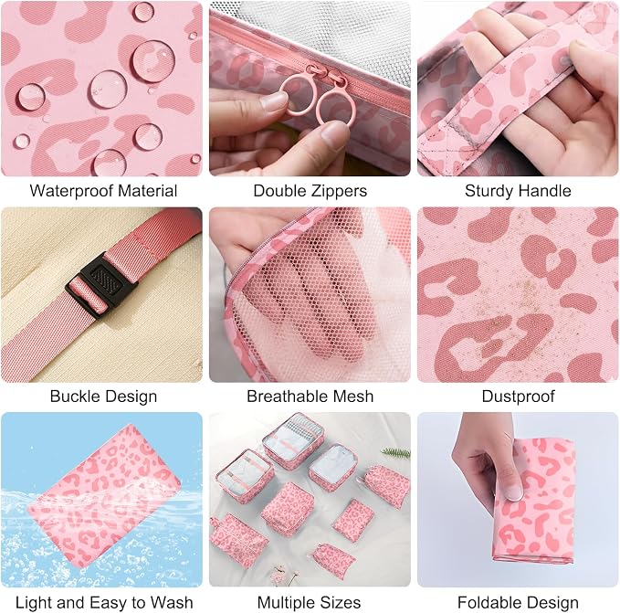 Packing Cubes for Travel - 8 Set Luggage Organizer Bags for Family, Mesh Breathable Packing Cubes for Suitcases Durable Travel Essentials Bags Set - Image 5