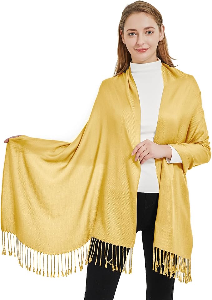 Soft Silky Pashmina Shawl Wraps Solid Colors Scarf for Wedding Evening Dresses - Image 4