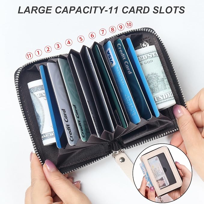Credit Card Wallet, RFID Card Case Wallet, Zipper Card Cases Holder for Men Women, RFID Blocking, KeyChain Wallet, Compact Size Card Organizer Case for Women - Image 5