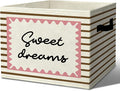 Sweet Night Affirmation Storage Bins Box with Handles Organizer Basket | calming goodnight foldable basket for organizing, striped collapsible toys clothes for playroom nursery bedroom, 10x14 in by Unknown