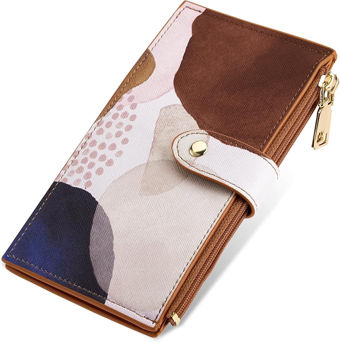 Travelambo RFID Wallet Women Large Size Bifold Multi Card Wallet Case with Zipper Pocke Credit Card Holder for Women - Image 8