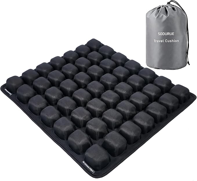 Sodurue Travel Cushion, Airplane Seat Cushion for Long Flights | Built in Inflatable Air Pump, Tailbone Pain Relief Cushion, Suitable for Air Travel,Office,Car,etc, 49 Inflatable Airbags by Unknown