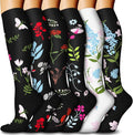 6 Pairs Compression Socks for Women & Men 15-20mmHg Knee High Socks | Graduated Compression Socks Supports Circulation, Ideal for Nurses Pregnancy, Travel, Flying, Running & Daily Wear by FuelMeFoot