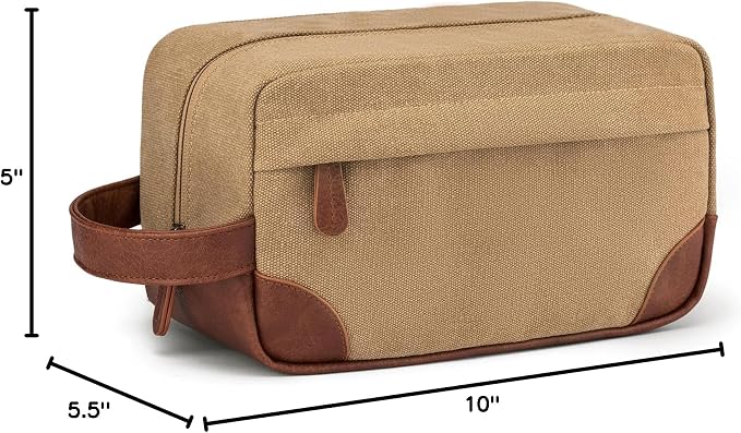 Vorspack Canvas Travel Toiletry Bag for Men, Medium, Brown | Water-Resistant Travel Bag for Toiletries, Large Capacity, Organized Compartment, Suitable for Shaving, Grooming, Accessories - Image 8