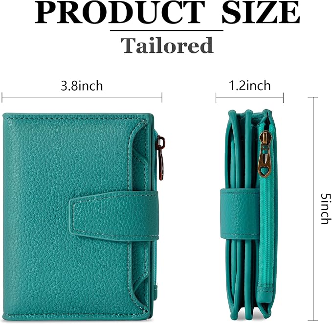 Small Wallet Women RFID Blocking Leather Bifold Compact Card Holder Wallet for Women with Zipper Coin Pocket 4 ID Window - Image 3