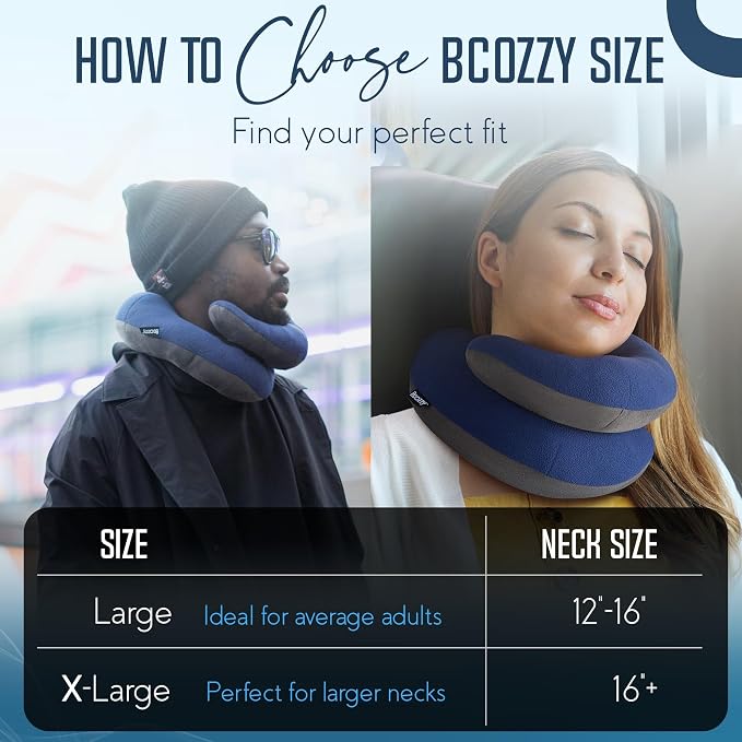 BCOZZY Travel Neck Pillow for Airplane – Patented Double Support for Head, Neck, and Chin. Best for Long Flights, Plane Sleeping, and Car Rides. Adjustable Size. Washable. Carry Bag. Large, Leopard - Image 7