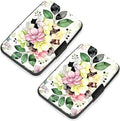 2 Pack Credit Card Holder for Women RFID Blocking Wallet, Artistic Flower | Card Wallets for Women Small Mini Business Metal Accordion Aluminum Alloy Hard Case for Men by SLIMELEGANCEPERSONIFIED
