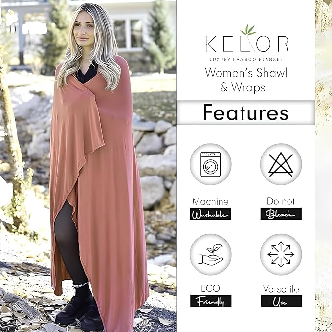 Luxury Cooling Travel Blanket - Stretchy, Lightweight Soft & Breathable Shawl Wraps for Women - Image 6