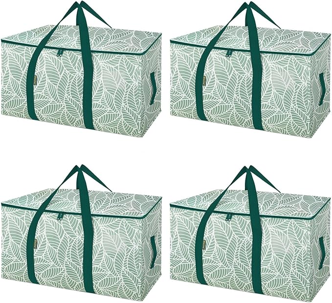 BALEINE 4-Pack Oversized Moving Bags with Reinforced Handles, Heavy-Duty Storage Tote for Clothes, Moving Supplies (Antique Folidage, 4-Pack) by BALEINE
