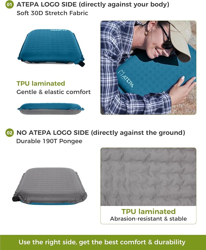 ATEPA Inflatable Seat Cushion | 2" & 2.5" Foam Core Seat Pad, Self Inflating, Compact, Stadium, Airplane, Travel, Camping, Hiking, Sports events - Image 7