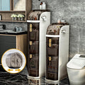 3-Tiers Slim Bathroom Storage Cabinet with Drawers & Tissue Box | Plastic Narrow Rolling Bathroom Tower Cart Waterproof & No Installation for Small Spaces Kitchen Laundry Living Room by IYINIYI