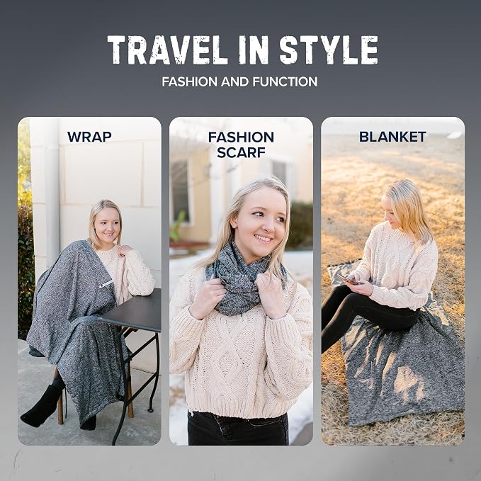 Zero Grid Infinity Travel Scarf Loop with Hidden Zipper Pockets for Passport, Phone, Cash, Cards - Image 4